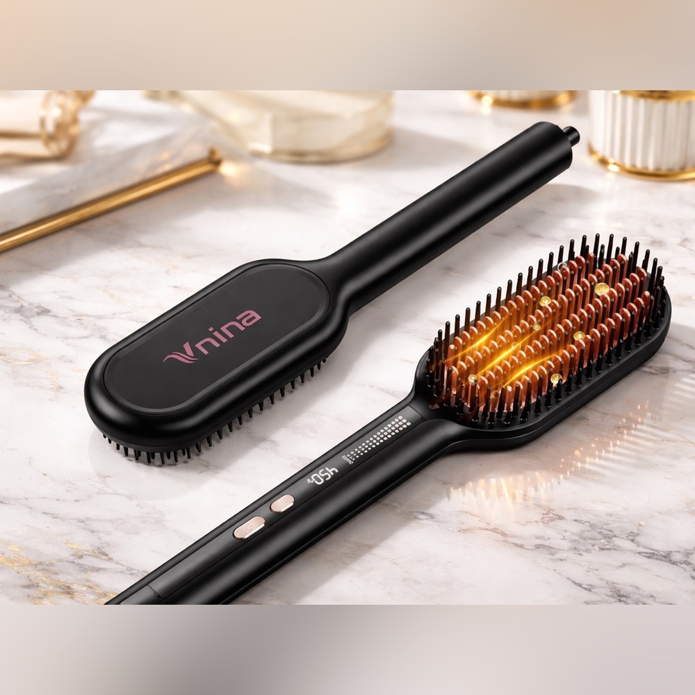 ✨ New Ionic Hair Straightening Brush | 5 Heat Settings | Fast, Smooth Results ✨